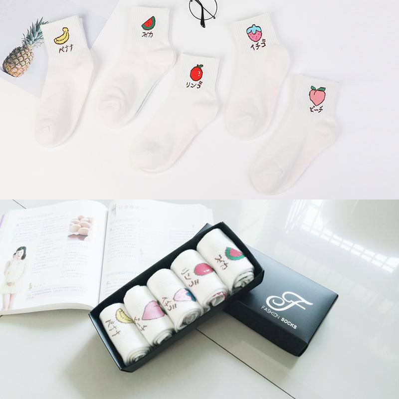 

Мужские и женские хлопковые носки до середины икры - 5 пар, Осень/Зима, Жаккардовый мультяшный дизайн 5 Pairs Boxed