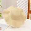 Big-Brimmed Straw Hat Women'S Summer Sunscreen Sun Hat Versatile Wavy Edge Beach Travel Sun Hat