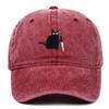Unisex Black Cat Embroidered Washed Baseball Cap - Outdoor Summer Sun Hat, Hip Hop Style