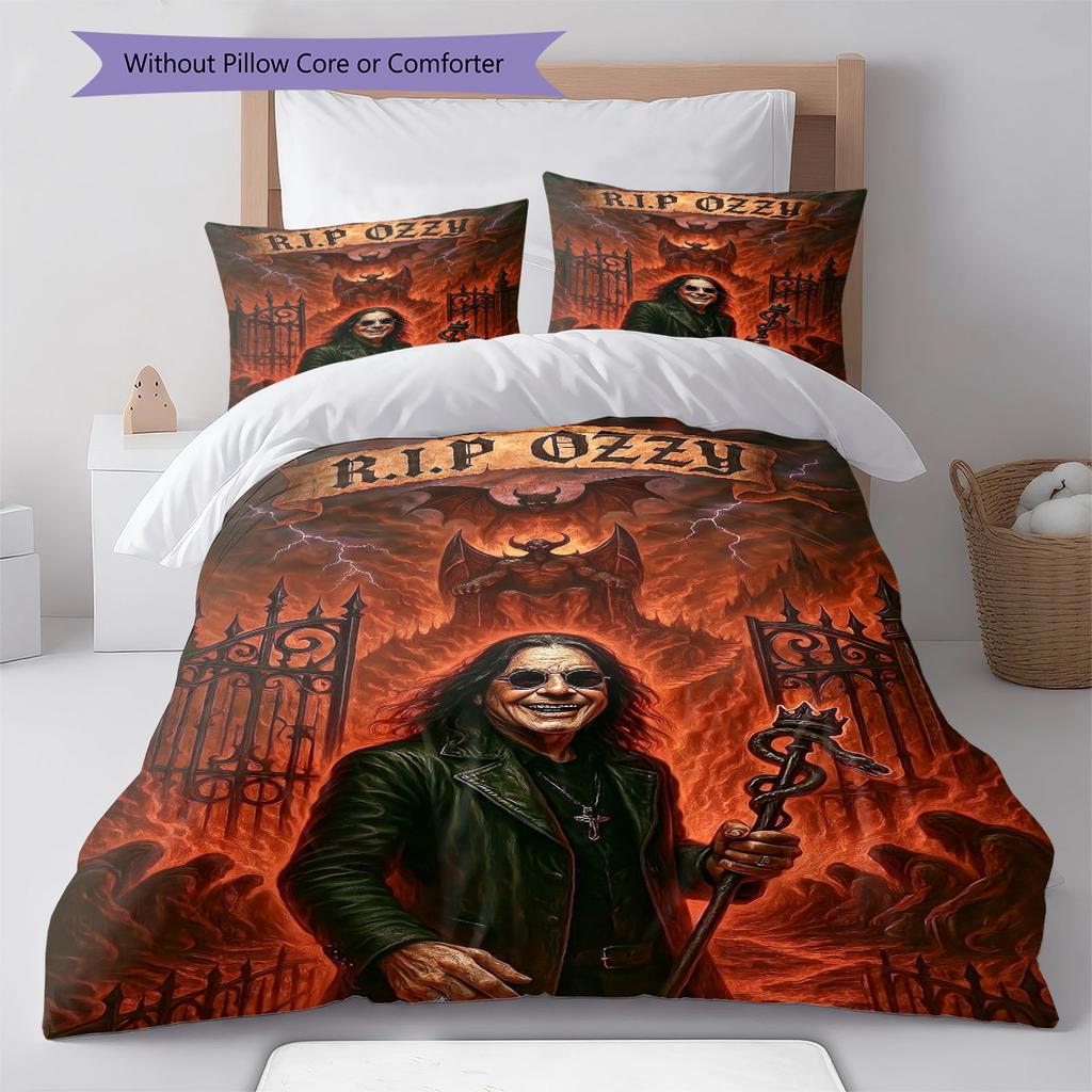 Ozzy Osbourne Pattern Bedding Quilt Set Quilt Cover Pillowcase Home Decoration Gift (1 * duvet cover + 2 * pillowcase, without core)