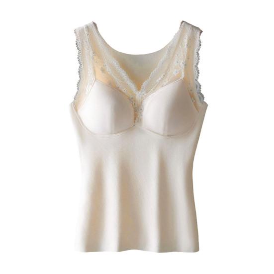 Zimní dámská zateplená vesta s hrudními vycpávkami Bezešvá krajka Rychlý teplotní zámek Výstřih do V Slim Fit Elastická vnitřní nošení Bez rukávů Spodní část tílka