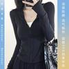 Black ice silk slim-fitting sunscreen clothing for women's summer small waist anti-UV tight short light and breathable sunscreen clothing