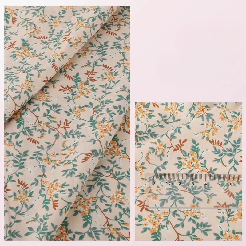 Wide 145cm Pastoral Flower Summer Poplin Cotton Fabric for DIY Children's Clothing Cloth Making Bedding Quilt Decoration Home