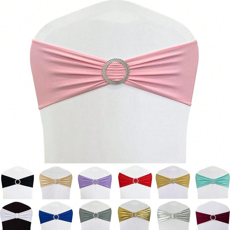 Chair Waistband, Bowknot Waistband, Premium Elastic Chair Cover With Buckle Slider, Elastic Chair Strap Suitable For Wedding And Event Decoration