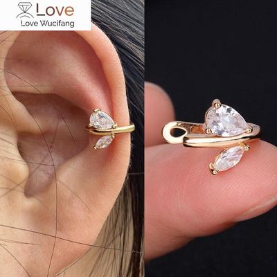 1pc Simple Single Ear Clip Sweet Cute Leaves Flower Ear Cuff Inlaid Zircon No Pierced Ear Bone Clip Women Fashion Party Jewelry