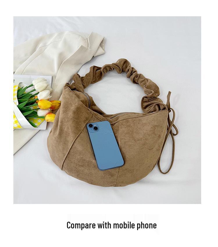 Korean Fashion Pleated One-Shoulder Tote: Versatile, Large Capacity Drawstring Dumpling Bag