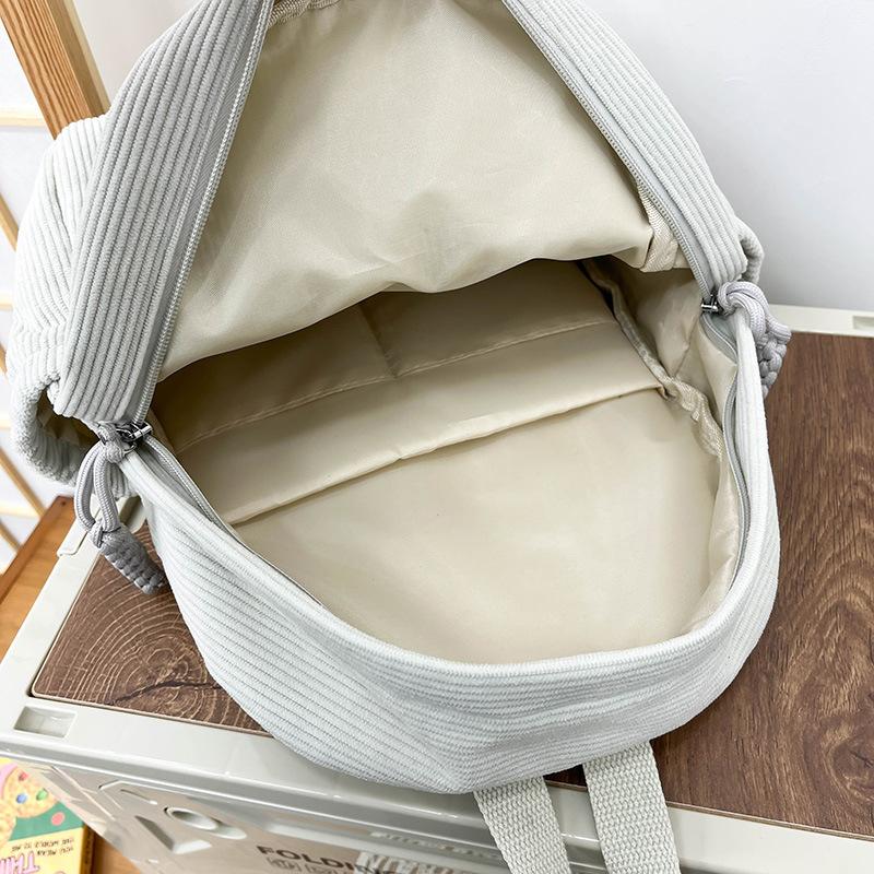 Schoolbag Corduroy Small Backpack Women's Fashion Spring New Japanese ins Simple Versatile Travel Shopping Soft Girl Backpack