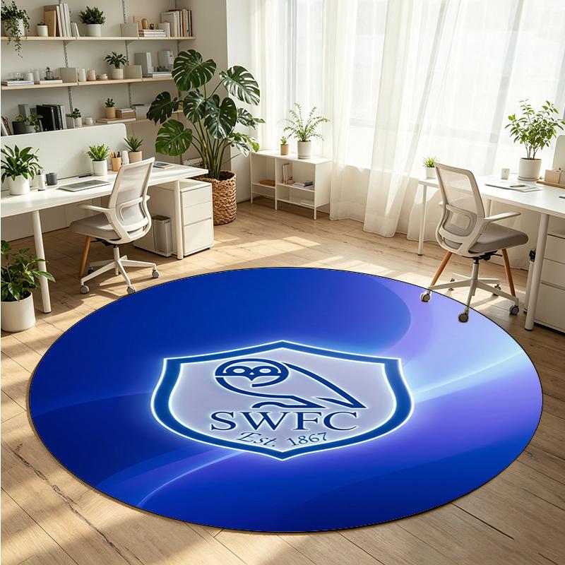 Sheffield Wednesday Football Printed Round Crystal Velvet Rug Soft Non Slip Floor Carpet For Bedroom Holiday Gift