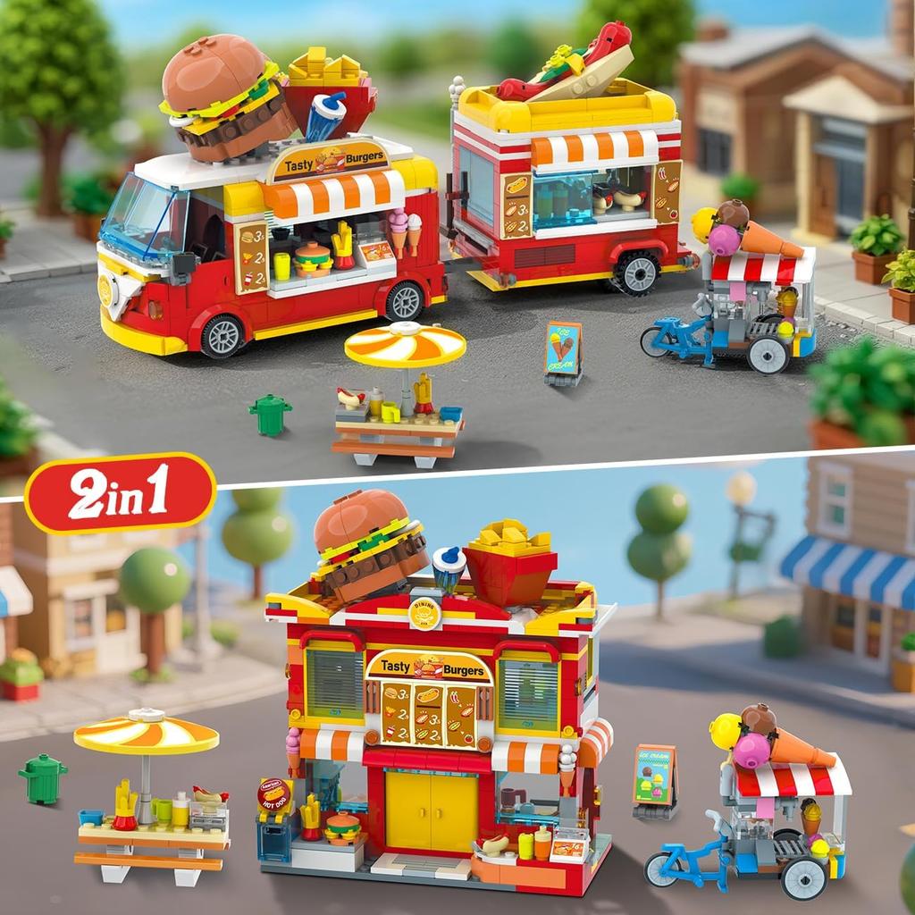 HOGOKIDS 2 in 1 City Burger Truck Shop House Kit