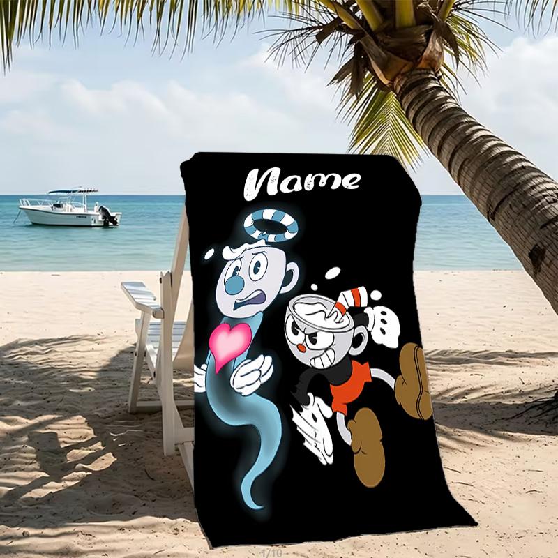 Customizable personalized beach towels Cuphead themed designs.Suitable for the beach, yoga, sports;ideal as beach accessories