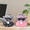 Rhinestones Rubber Duck Car Ornaments, 2Pcs Funny Diamond Ducks Car Dashboard Decorations Duck Accessories with Mini Shiny Cowboy Hat Necklace and