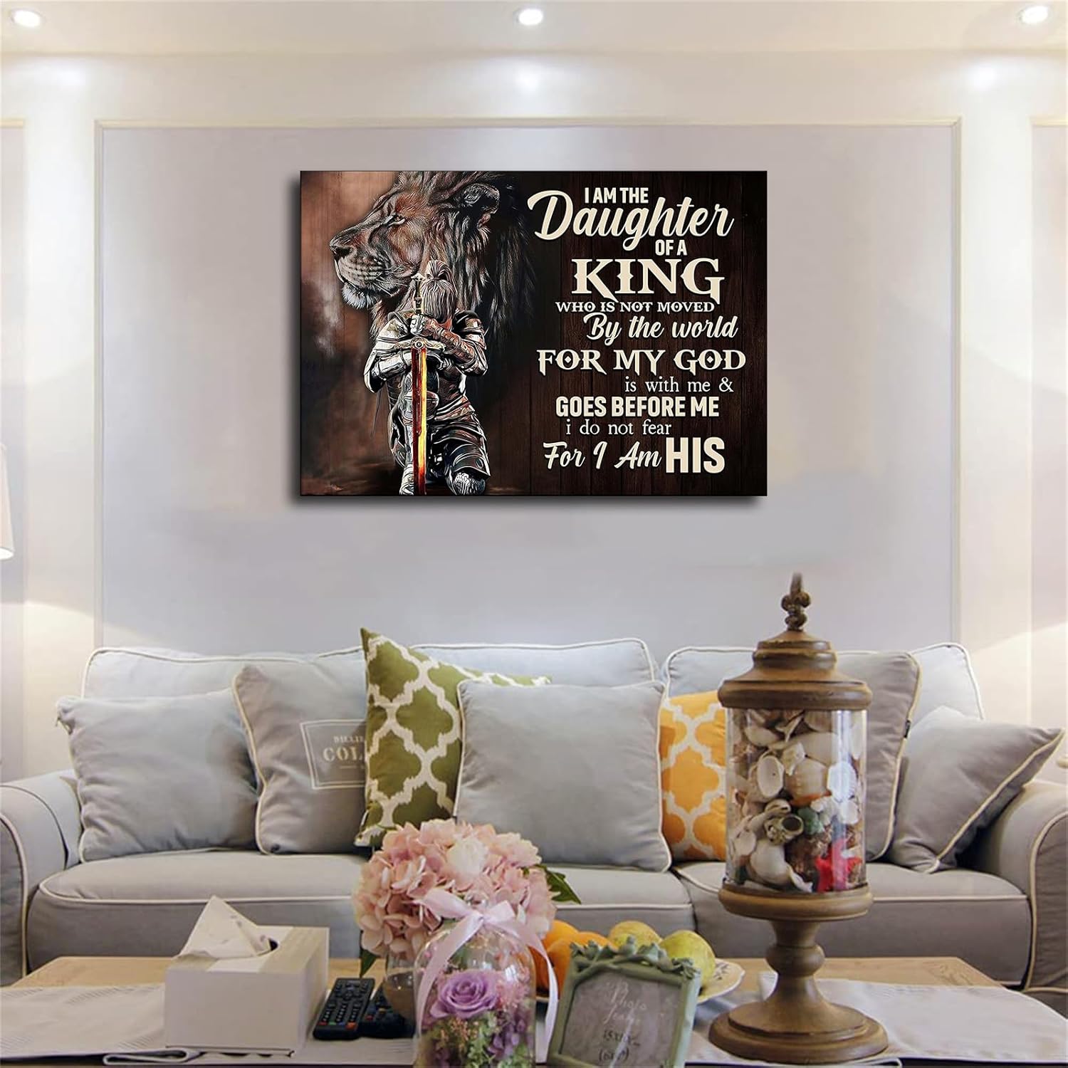 I Am The Daughter of A King Lion and Female Warrior Poster, Lion and Knight Poster, Warrior of Christ God Jesus Wall Art Print, Home Decor, Christian