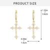 Sophisticated Small CZ Crosses Earrings Elegant Hoop Earrings With Diamonds Inlayed Crosses Pendant For Stylish Women