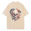 Cotton Loose T-Shirt Dragon Skull Graphic T-Shirt Drop Shoulder Retro Unisex Versatile Top T-Shirt Breathable Printing