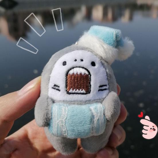 Plush Doll Pendant Multifunctional Anti-deform Various Styles Grumpy Shark Doll Keychain for Adults