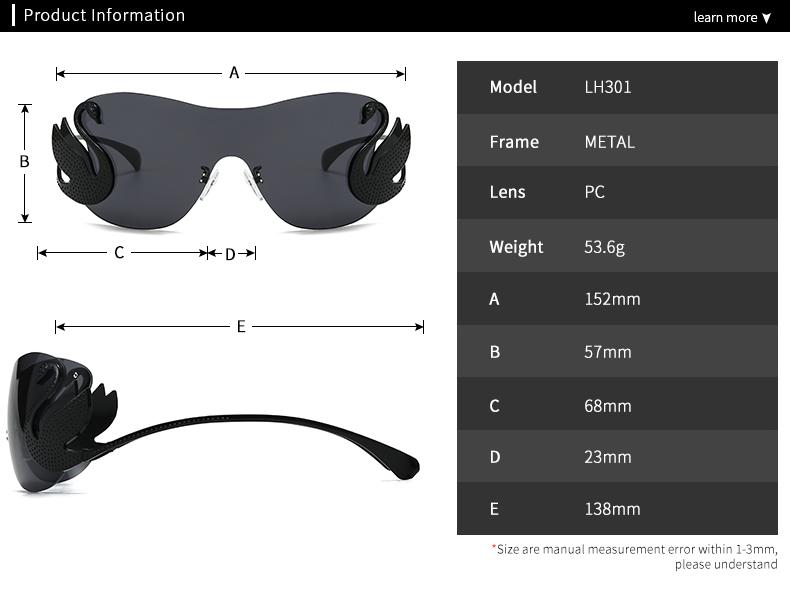  One-Piece Ins Style Full-Frame Sunglasses Charming Modern Retro Sunglasses Trendy Street Style Sunglasses Lh301