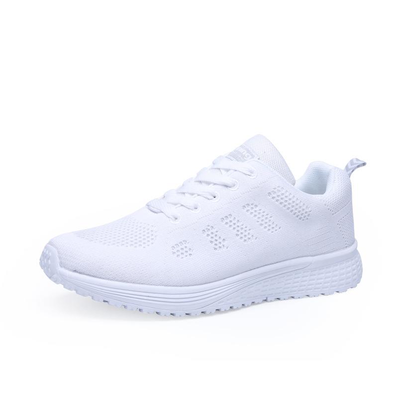 Feizhi Sneakers for Women's Breathable Mesh Casual Flat Sole Light Running Black Travel Shoes White Shoes
