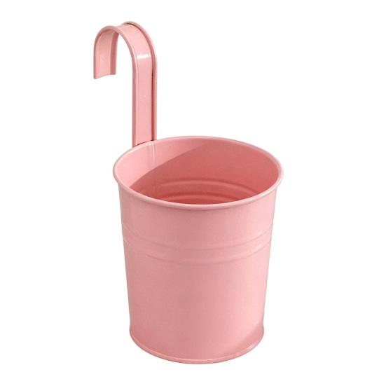 

Metal Hanging Planter Flower Pot with Drain Hole Detachable Hook Railing Plant Pot for Balcony Garden Fence S рожевий