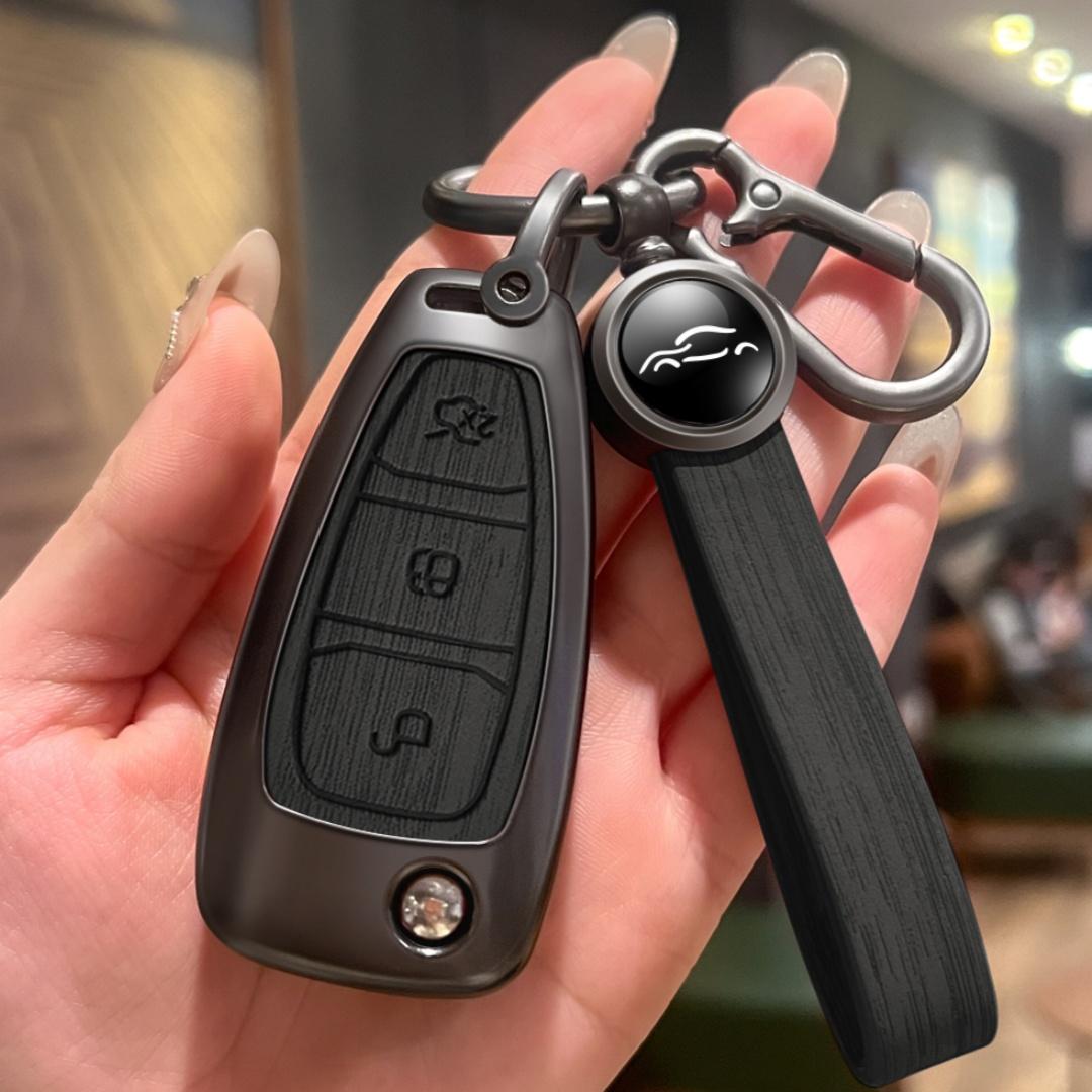 

Модный металлический чехол для автомобильного ключа для Ford Ranger C-Max S-Max Focus Galaxy Mondeo Transit Tourneo индивидуальный держатель для автомобильного ключа брелок чёрный