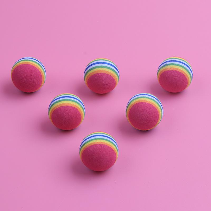 EVA 35mm Silent Rainbow Cat Toy - Colorful Elastic Teasing Ball