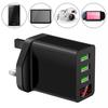 5V 3A Charger Head Digital Display High Compatibility ABS Portable 3-USB Charger Head for Home