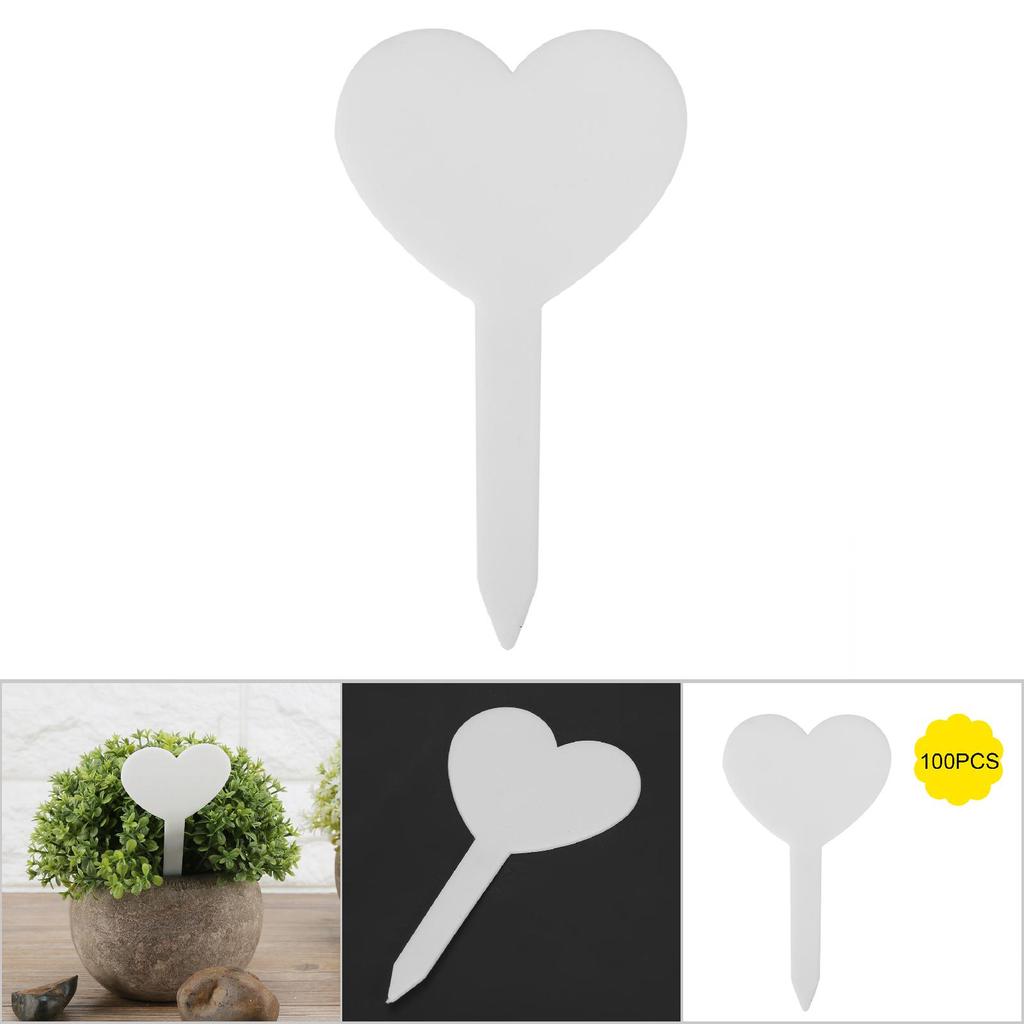100 ST FÄRGER Trädgårdsetikett Hjärta Form Växtetikett PVC Material Vattentät Hållbar Vit