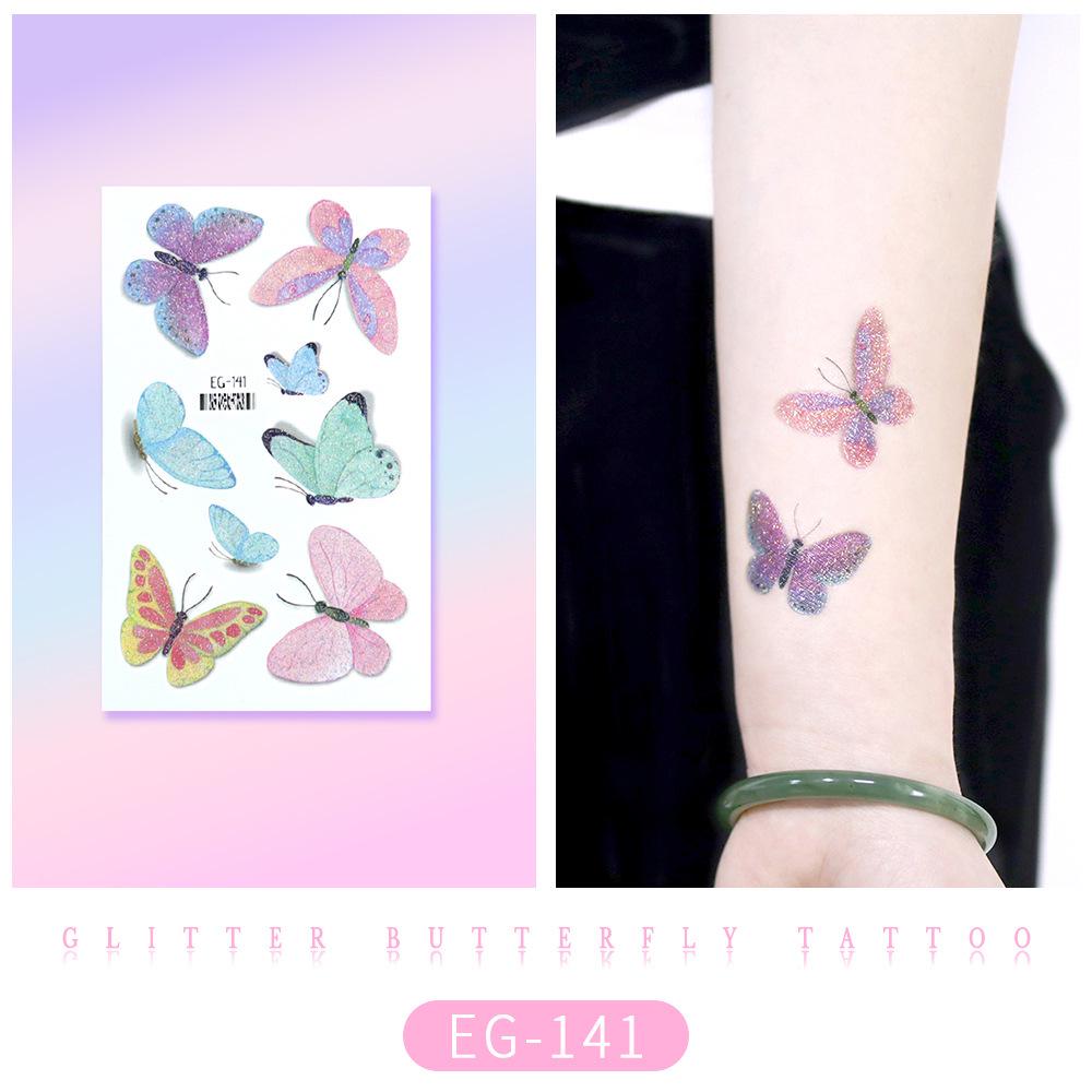 Ruikalong Cartoon Mermaid & Butterfly Glitter Tattoo Stickers for Children