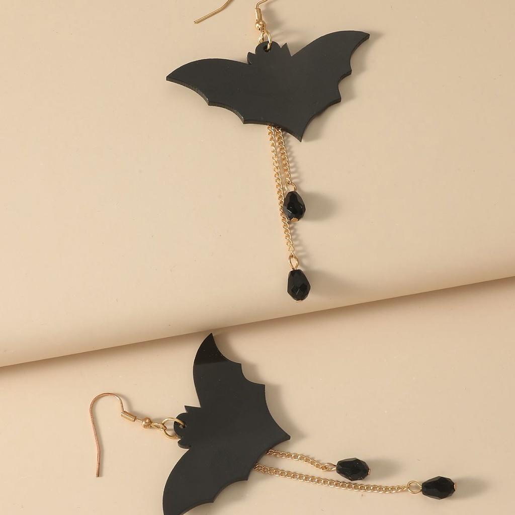 Diy Black Bat Logo Earrings Handcrafted Acrylic Ear Accessories For Women