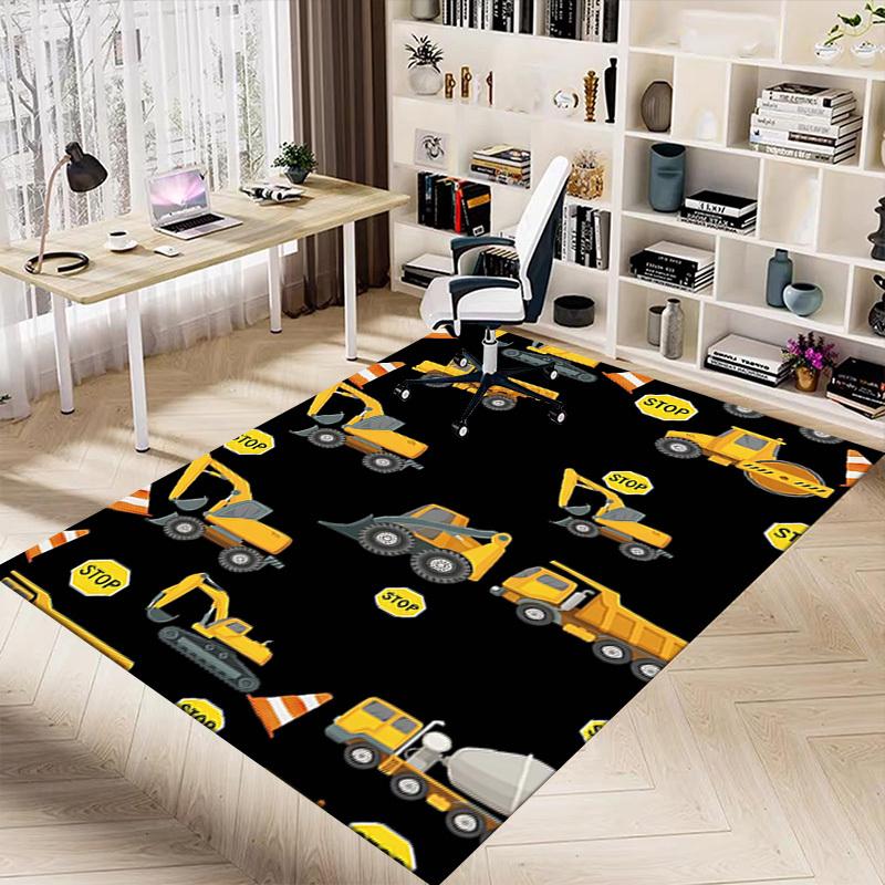 1PC construction vehicles stop signs Extra Large Non-Slip Floor carpet, Office, family, bedroom, Studio - Large Area RugJ0412