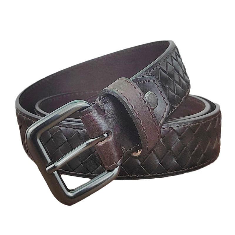 Hand-Woven Belt Men'S Genuine Leather Belt First Layer Cowhide Pin Buckle Casual Business Belt Youth Brand