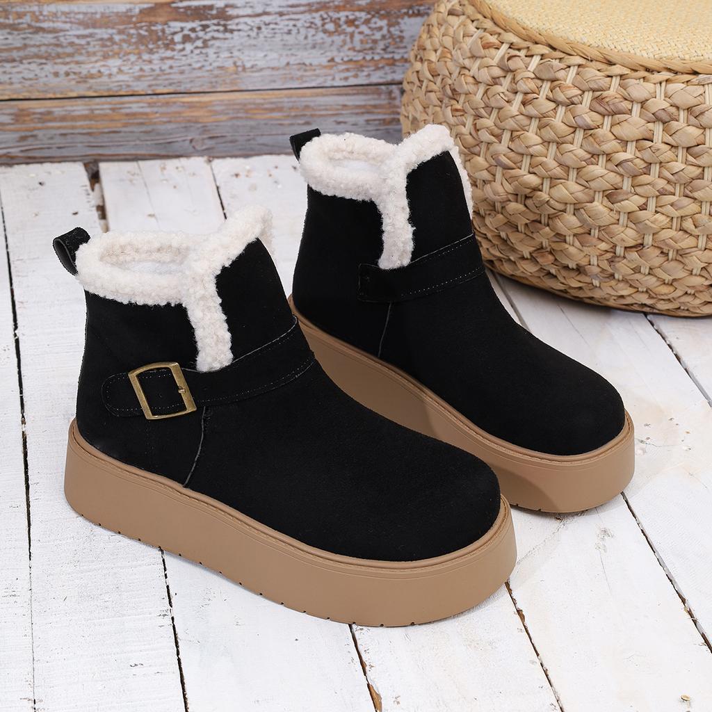 Fashion Comemore Autumn and Winter New Thick Bottom Women's Shoes Flat Bottom Snow Boots Padded Warm Cotton Shoes Casual Platorm Botines