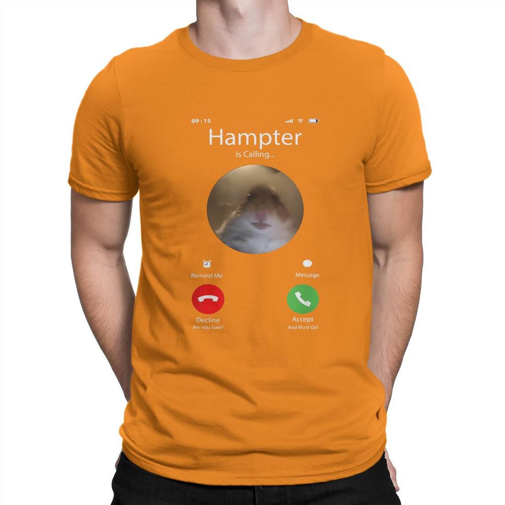 Man TShirt Dank Meme Hamster Staring Front Camera Hampter Calling Individuality T Shirt Graphic Streetwear New Trend