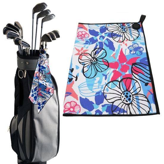 Magnetic Golf Towel with Strong Magnet Microfiber Waffle Golf Bag Towel Printed Golf Towel Golf Ball Cleaner