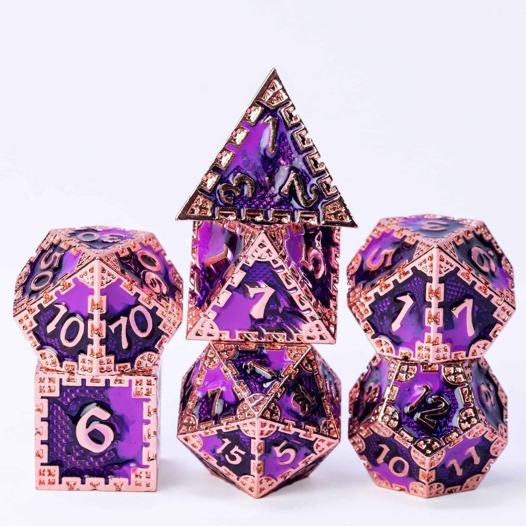 Cusdie DND Metal Solid Dice Dragon Pattern 7Pcs D4-D20 Polyhedral Dice Set for D&D Role Playing Game Pathfinder Board Games