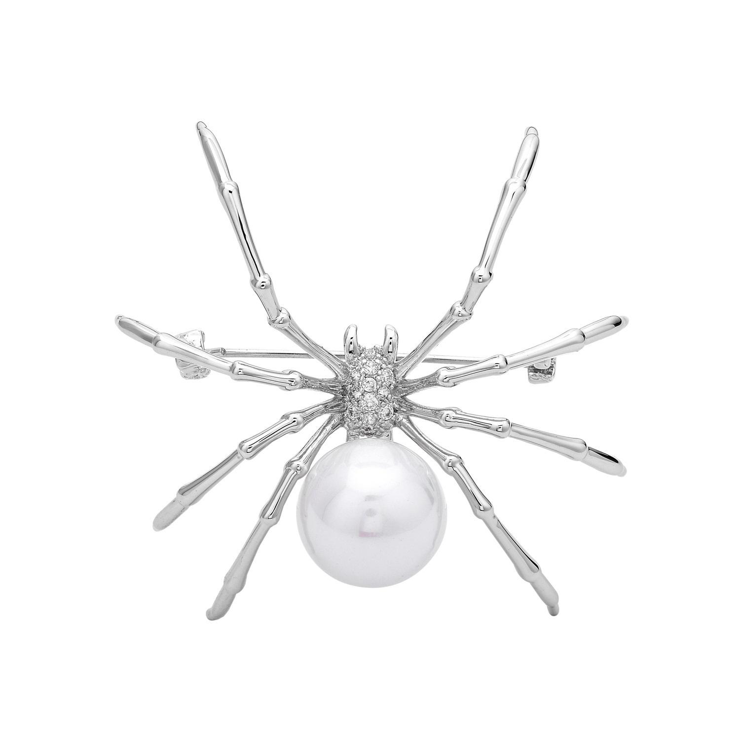 

Новая индивидуальная брошь в виде паука с перламутровым насекомым белый