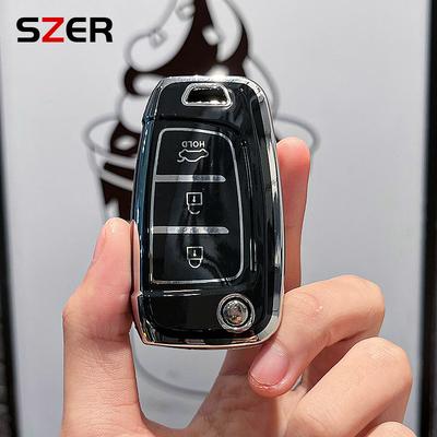 TPU Obal na skládací klíč od auta Držák Skořepina Fob Pro Hyundai Elantra Solaris Tucson i30 i35 i40 KONA Genesis Santa Fe Azera Přívěsek na klíče