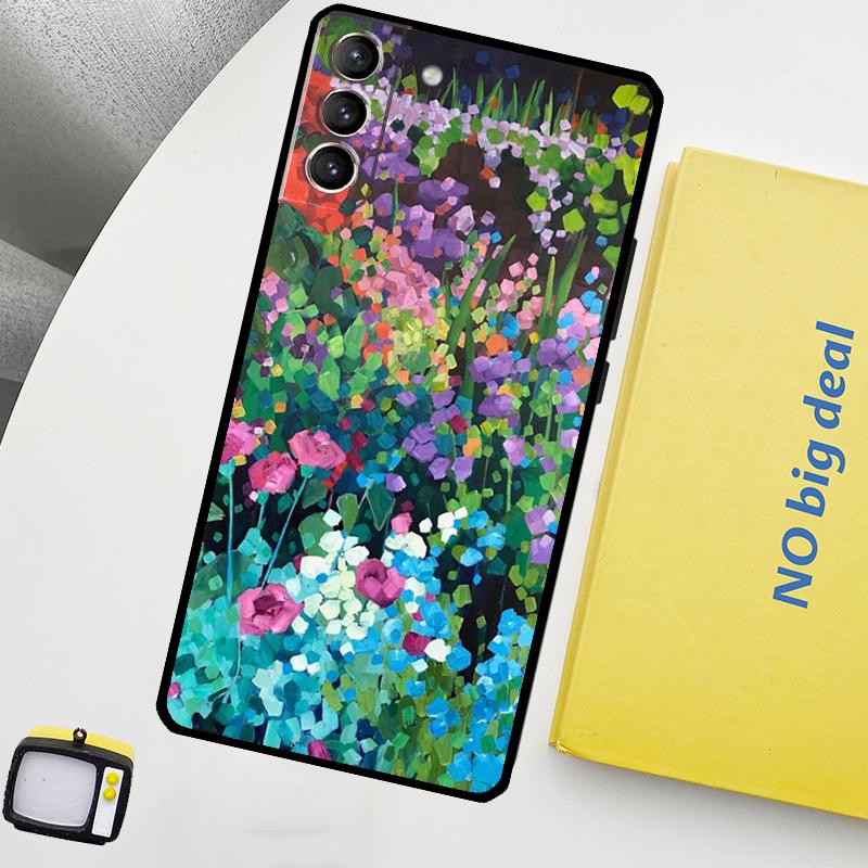 Colourful Flower Painting Art Funda For Samsung Galaxy S22 Ultra S23 FE S9 S10 Note 10 Plus Note 20 Ultra S20 S21 FE Case