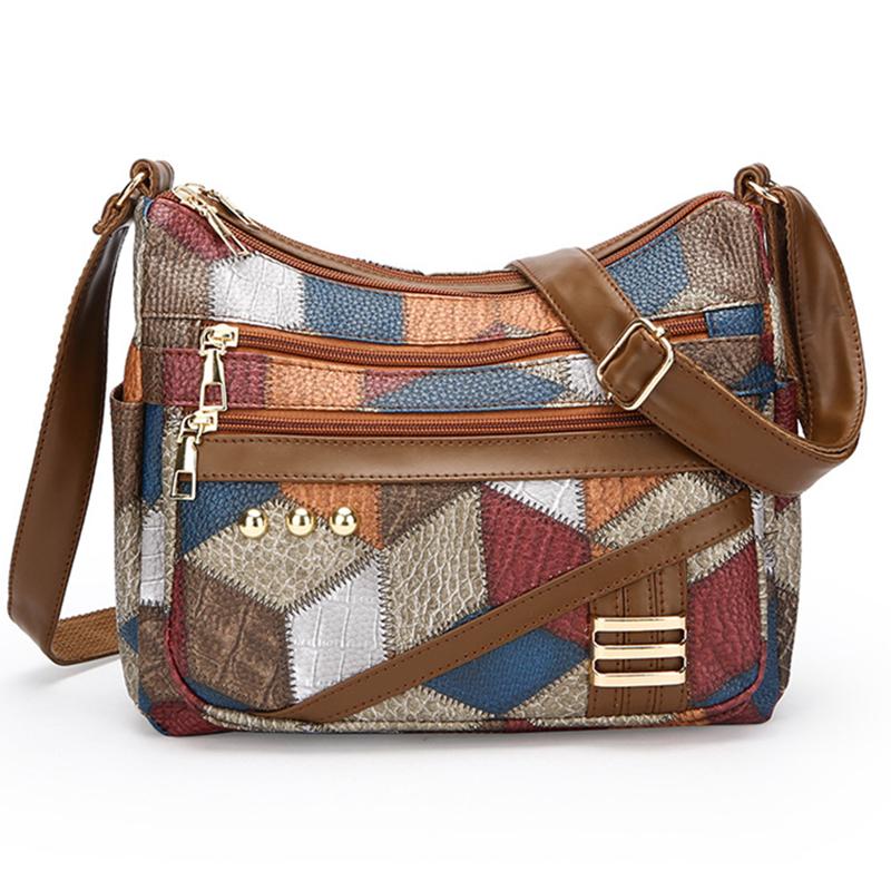 

Универсальная женская сумка среднего возраста, женский рюкзак из мягкой кожи с пересечением границ, новая модная сумка-мессенджер с 3D-сеткой большой вместимости 1