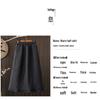2025 Autumn/Winter Women's Striped Padded Half-Skirt: Elastic Waist, Solid Color A-Line Cotton Design.