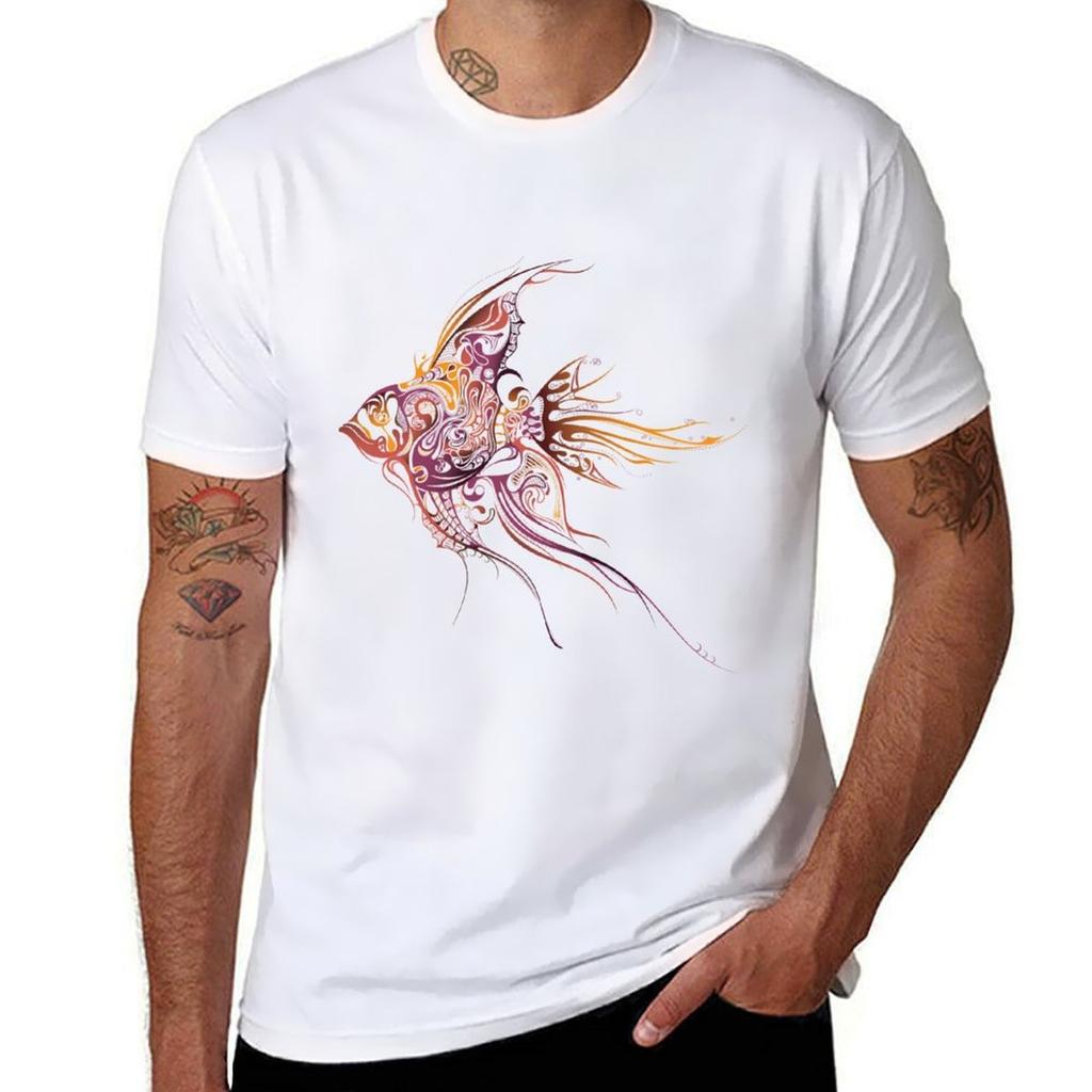 Colorful Patterned Fish T-Shirt T Shirts Designer Man Graphic T Shirt T-Shirt