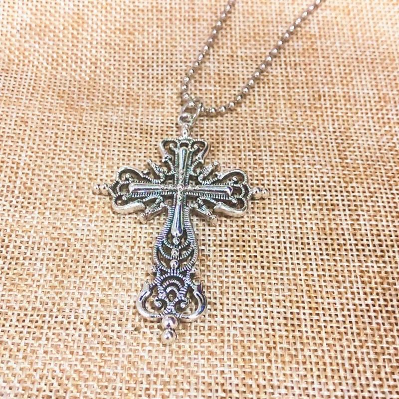Vintage Cross Pendants Necklace for Women Kpop Punk Chain Necklaces Long Korean Fashion Retro Jewelry On The Neck Gift