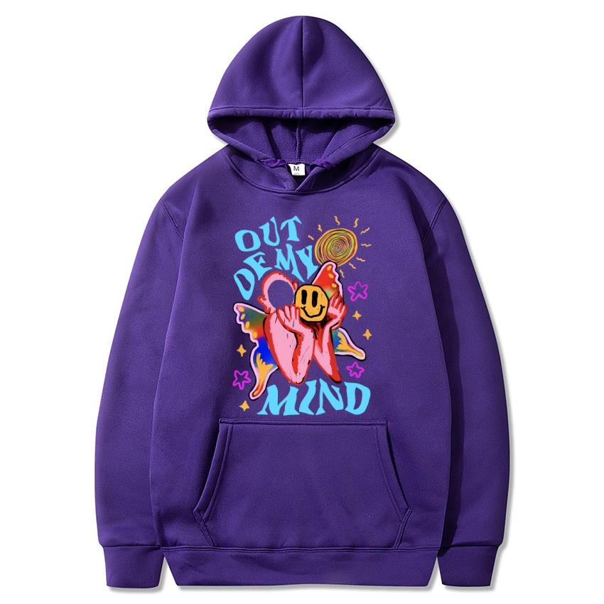 Out of my mind graffiti autumn/winter hoodie hip-hop street college classic pullover daily fashion casual warm hoodie gift