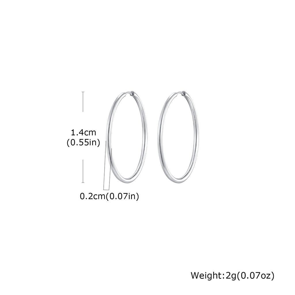 Wind stainless steel geometric large plain ring earrings plated with 18k gold simple earrings women's multi-specification 2mm, 4mm