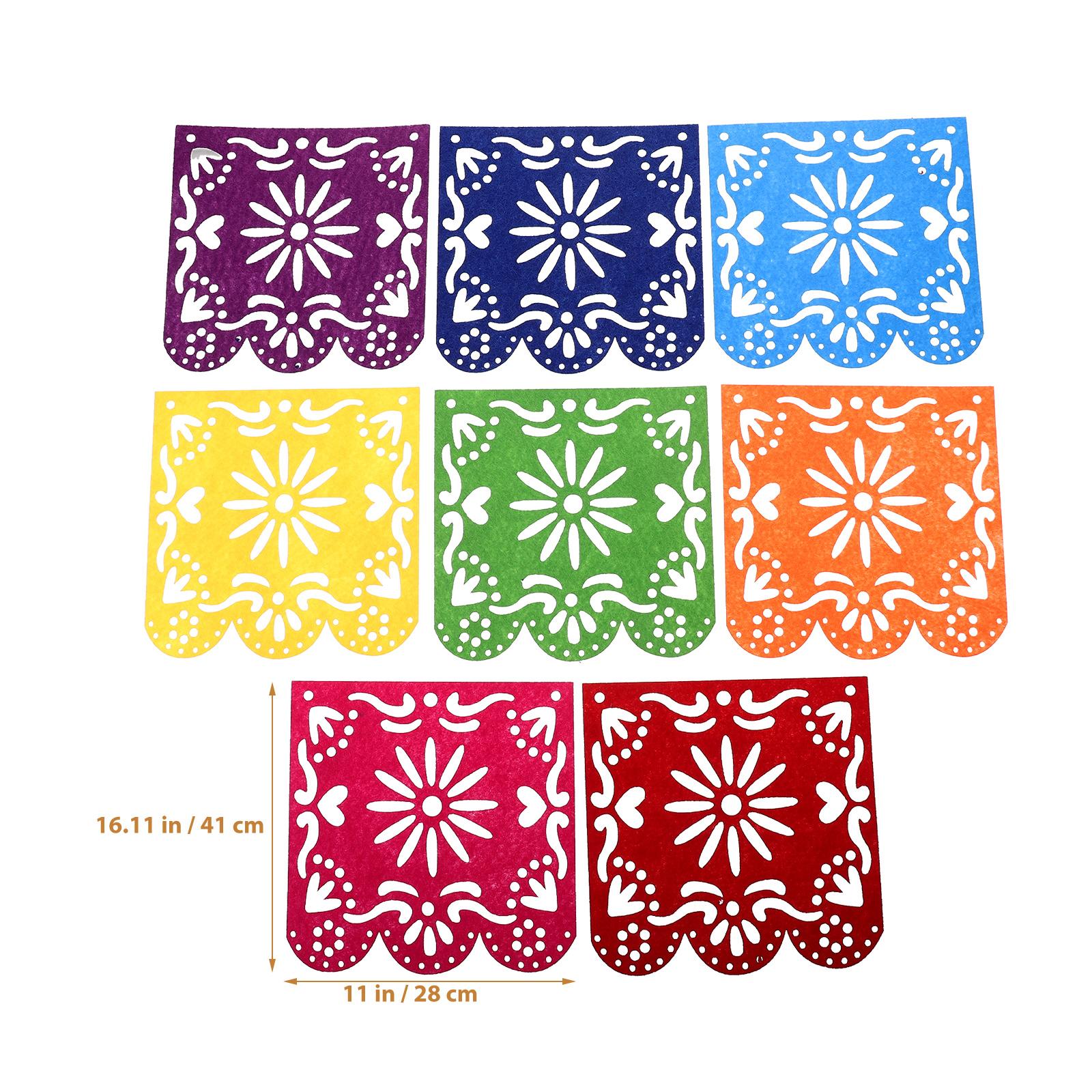 

Day Of The Dead Decoration Hollowed Out Square Garland Plastic Bunting Banners Multicolor Mexican Banner Holiday Art Decoration 200X14.6X14.6cm