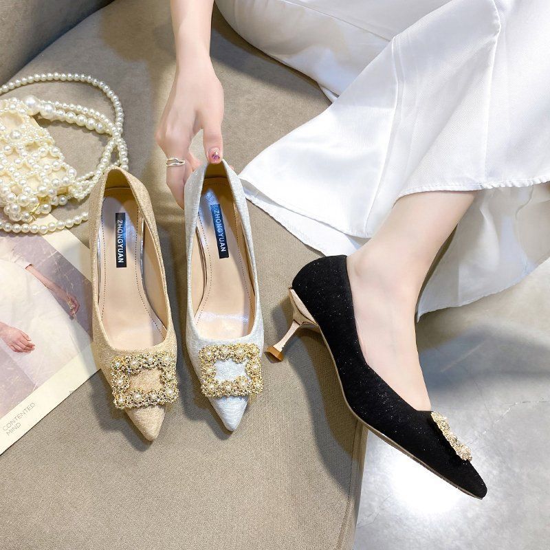 Champagne Dress Two Wear Bridal Shoes Summer and Autumn 2025 New Crystal Bridesmaids Wedding Dress High Heel Main Dress Wedding Shoes