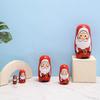 Wooden Russian Nesting Dolls Set With Christmas Decor And Modern Minimalist Style For Holiday Gift