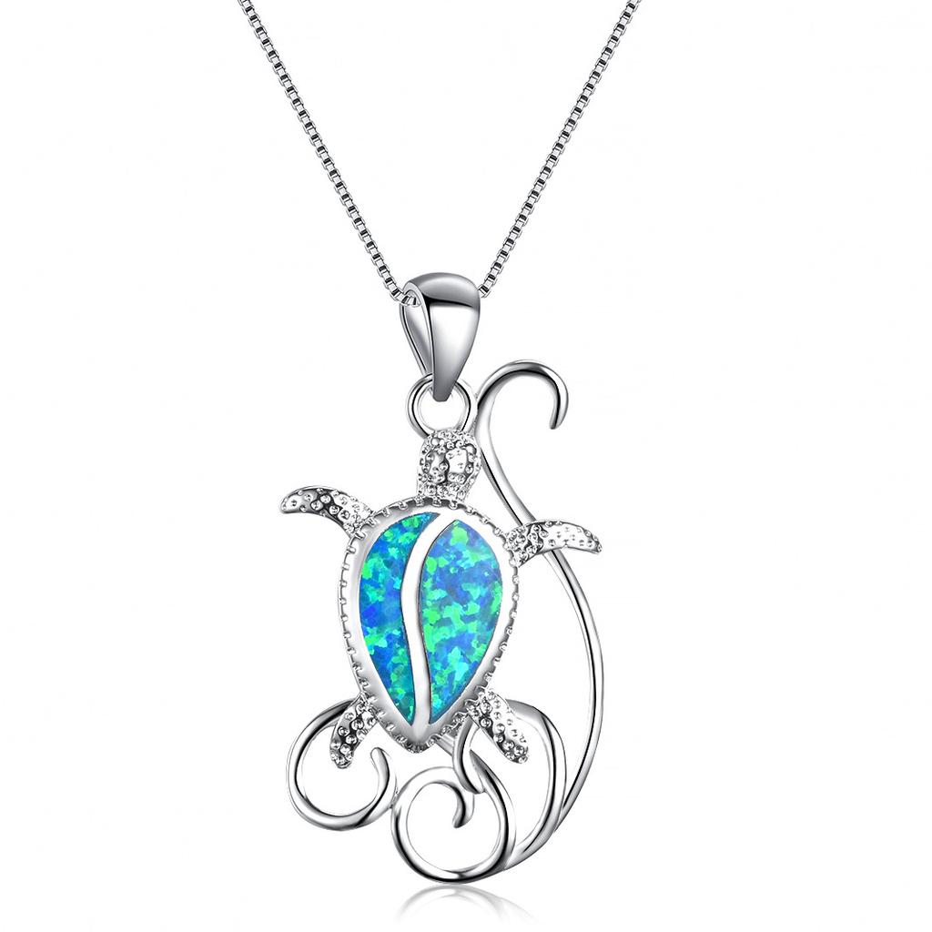 Creative and Fashionable Two Pieces of White Imported Pattern Turtle Pendant Necklace Fashionable Necklace