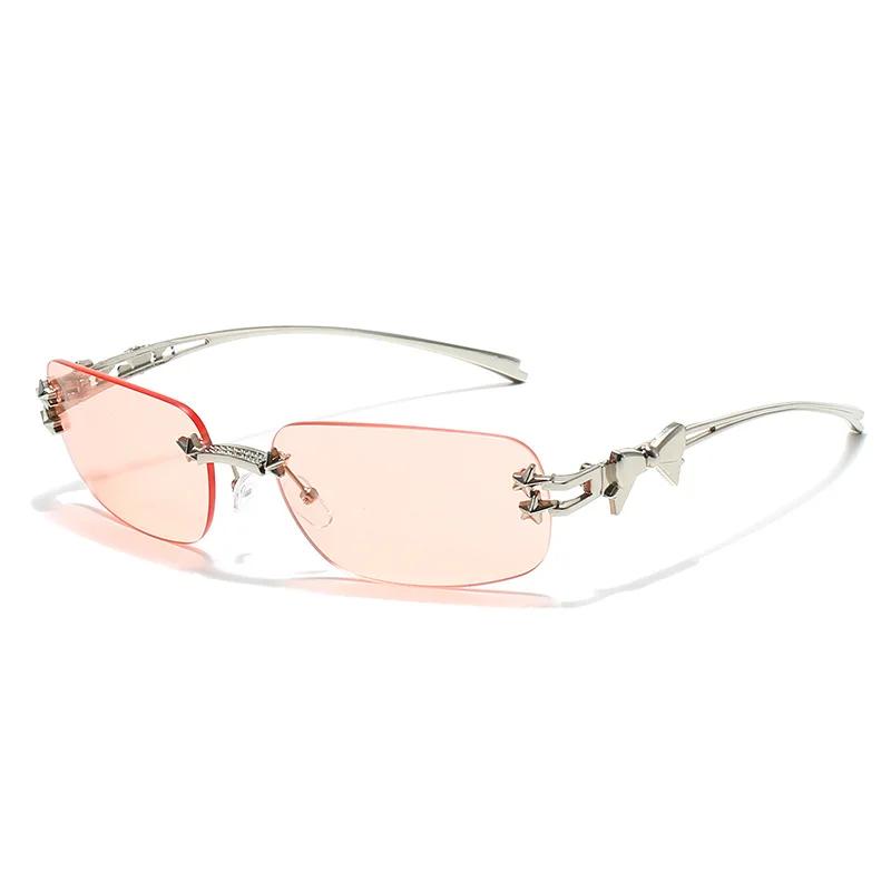

Ins New Fashion Y2k Rimless Sunglasses Women Luxury Brand Square Sun Glasses Personality Punk Eyeglasses Female Eyewear розовый