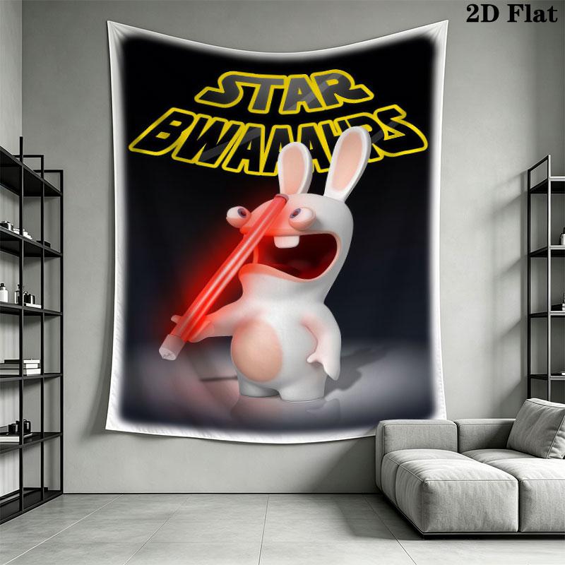Rabbids Invasion Smile Wall Hanging Printed Fabric Blanket Decorative Tapestries for Bedroom Living Room Home Decor
