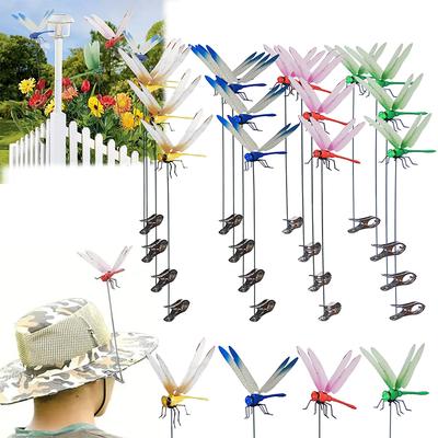 20-3Pc Dragonfly Hat Clip Realistic Dragonfly Clip Bug Repellent Dragonfly Hat Clip Bug Repellent Outdoor Garden Dragonfly Decor